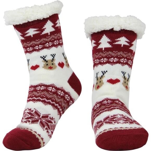 Women's Winter Thick Slipper Socks - Non-Slip Grippers, Warm & Fuzzy Christmas - Picture 1 of 7
